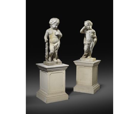 A PAIR OF FLEMISH CARVED MARBLE ALLEGORICAL FIGURES ATTRIBUTED TO JAN CLAUDIUS DE COCK (1667-1735), LATE 17TH / EARLY 18TH CE