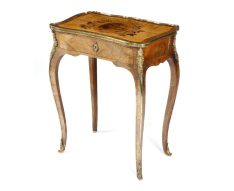 λ A ROSEWOOD AND MARQUETRY TABLE A ECRIRE IN LOUIS XVI STYLE EARLY 19TH CENTURY, RETAILED BY EDWARD HOLMES BALDOCK with gilt 