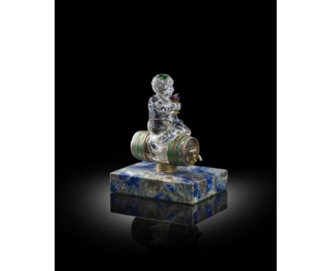 A ROCK CRYSTAL, SILVER AND ENAMEL MODEL OF BACCHUS IN RENAISSANCE STYLE, GERMAN OR AUSTRIAN, LATE 19TH CENTURY depicting a yo