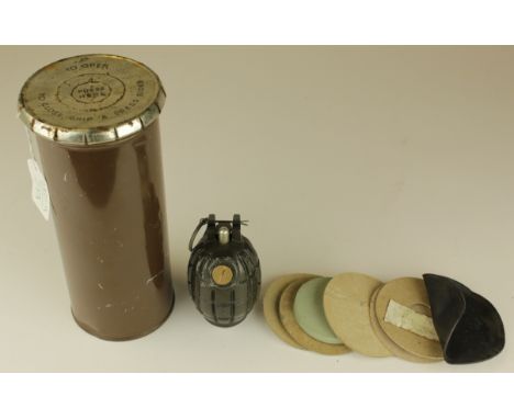 A rare No 39M.MK.1 hand grenade. This grenade believed to be part of the LAST batch made at the ROF Factory. Fuse plug stampe