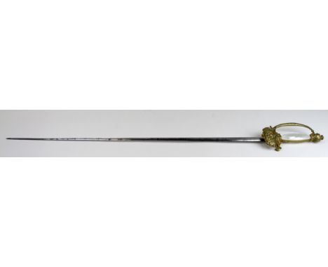 Napoleonic First Empire period French Diplomats short sword with 75.5sm triform blade. Ornate brass hilt with languette embos