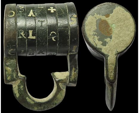 Combination lock from the period of the Stuart Restoration, c.1650-1680, complete and working, the combination known by the o