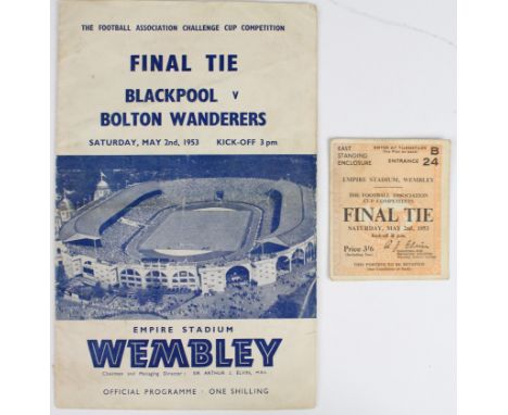 Blackpool v Bolton FA Cup Final 2/5/1953 + Final Tie Ticket for East Stand  (2)