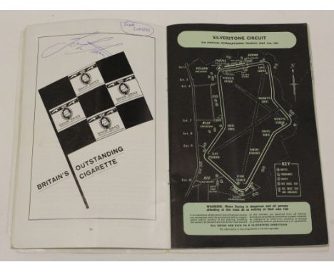 Silverstone 11th May 1963 Motor Racing programme with multiple signatures including John Surtees, Graham Hill, Innes Ireland,