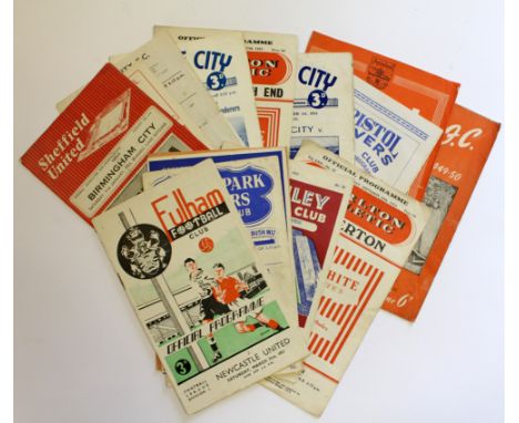 Football Programme selection 1949/50 - 1955/56 include QPR v Cardiff City, 51/52 Sheffield United v Birmingham 52/53, Bristol