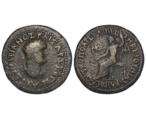 Domitian colonial bronze of c.28mm., of Nikcomedia: Bithynia and Pontus, wt. 11.2g., reverse:- Zeus seated left holding pater