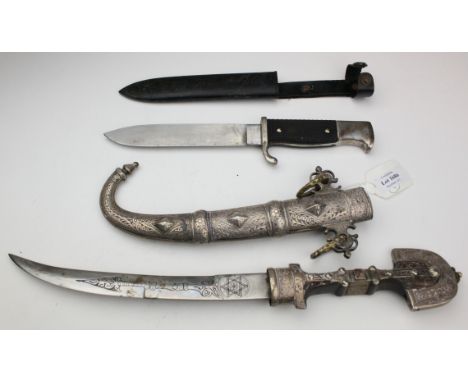 Replica German Hitler Youth Dagger with scabbard, plus a North African dagger  (2)