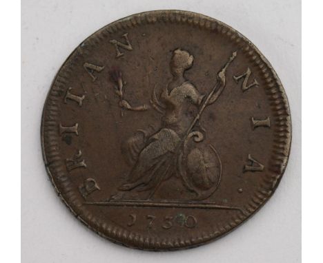 Farthing 1730, Peck 854, VF, light scratches obv.