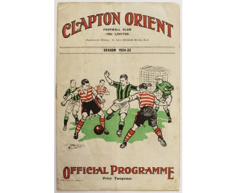 Clapton Orient v Sportklub Rapid, very rare programme 1934/35 for friendly match played on 28/08/1934. Full Orient programme.