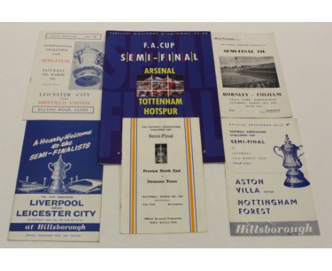 Football Semi Final programmes - Burnley v Fulham 1962, Aston Villa v Notts Forest 1959, Leicester v Sheffield United 1961, P