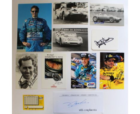Motor Racing Formula 1 - excellent selection of signed cards 1950's onwards of famous Grand Prix drivers include Brabham, Bro