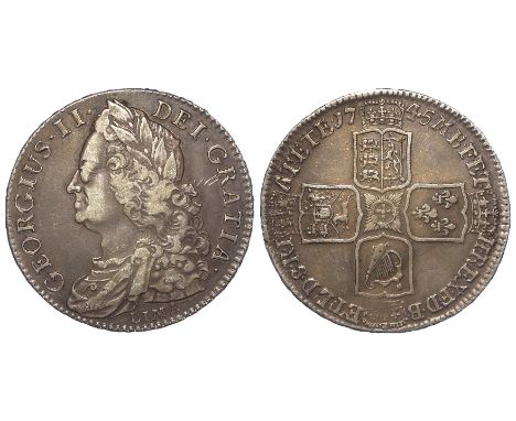 Halfcrown 1745 D.Nono, Lima below bust, S.3695, toned VF, light scuff obv.