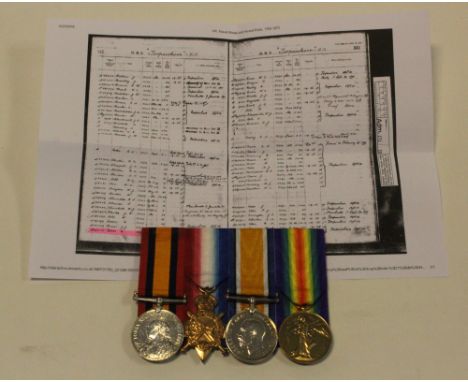Group - QSA (no bar) named A Cross, STO, HMS Terpsichore (136 to ship). With 1915 Star Trio (295125 A Cross STO. P.O. RN).  L