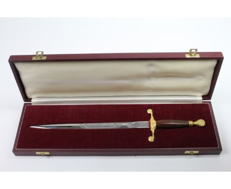Cased Wilkinson Presentation Dagger, blade dedication 'Presented to Albert Stone by Wilkinson Sword Ltd'.   (39cm)