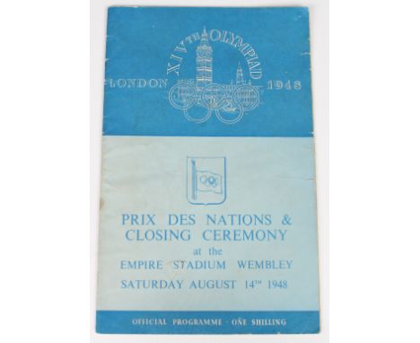 Olympics 1948 Closing Ceremony Programme (small tear back page) otherwise Fair condition  (1)