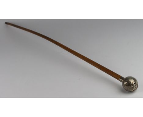 Norfolk Regt swagger stick with silver hallmarked 'ball top' (London 1917).