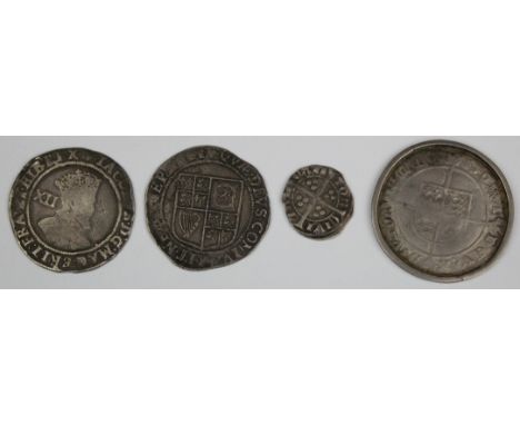 Edward I silver penny of Canterbury with an Edward VI Fine Issue silver shilling, countermarked on obverse 'C C' and in ring 