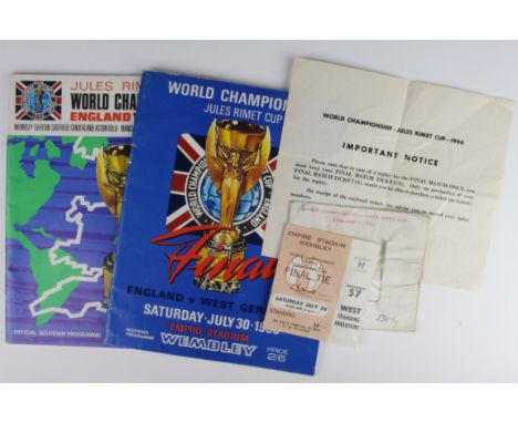World Cup Final programme England v West Germany 30 July 1966 programme, Souvenir Brochure, plus Final Tie Ticket for West St