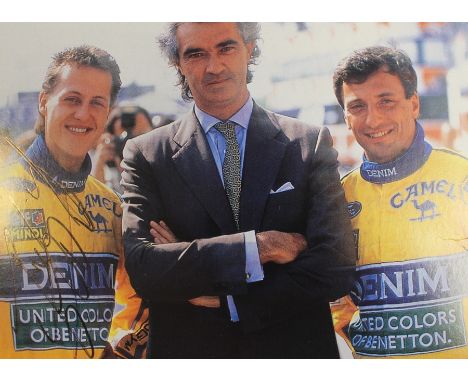 Michael Schumaker postcard signed by Schumaker taken in 1993 when he was with Benetton. Also pictured on the card with the Be