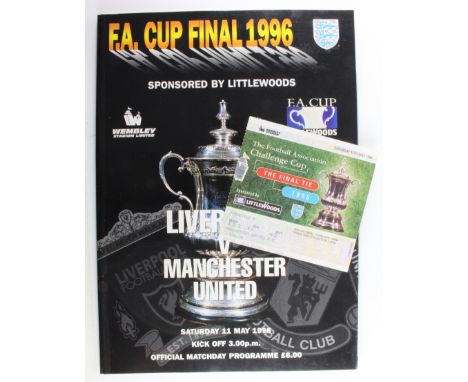 FA Cup Final programme + Ticket (block 133 Man U) for Liverpool v Manchester United 11/5/1996  (2)