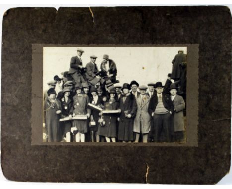 Tottenham Footballers postcard of Fanny Walden pictured with comedian Joe Eloin c1920, condition Poor, comes with large photo