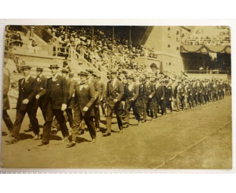 Olympics - Stockholm, very rare postcard of British team marching into the Olympic Stadium for the opening ceremony of the 19