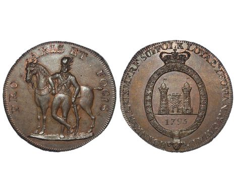 Token, 18thC: Hoxne & Hartsmere Suffolk Loyal Yeomanry Cavalry Halfpenny 1795, edge: PAYABLE BY THOs TALLANT HOXNE, D&H Suffo