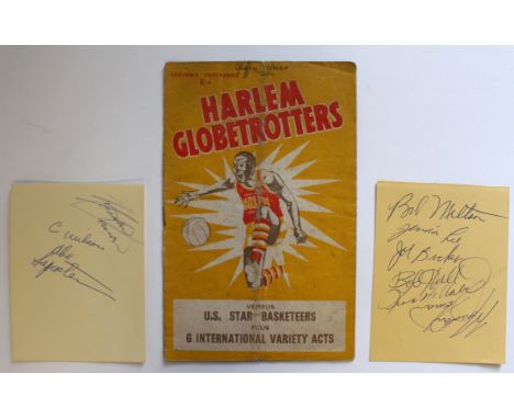 Harlem Globetrotters programme for match vs US Star Basketeers 1958 tour signed by ABE Saperstein who founded The Globetrotte