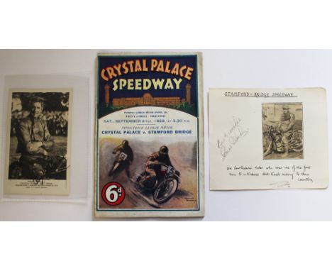 Crystal Palace Speedway vs Stamford Bridge, very early 2nd season inter-track league match on 21/09/1929. Stamford Bridge rec