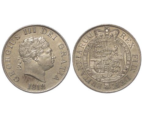 Halfcrown 1818 light grey toned GVF