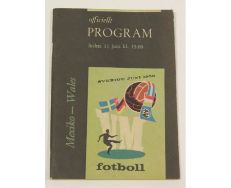 World Cup Final Mexico v Wales 11 June 1958 programme