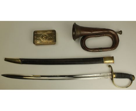 Constabulary Sword by Parker Field & Sons 233 Holborn London. With brass and leather scabbard (no stitching). Plus a WW1 Mary