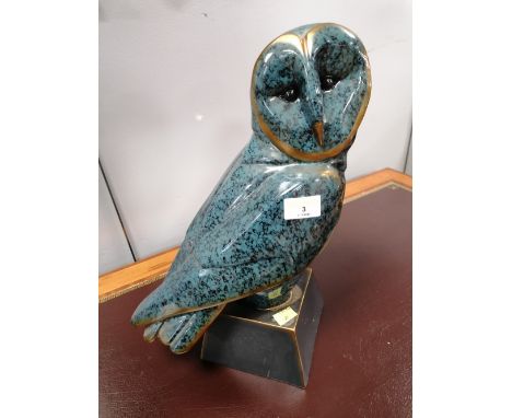Modern blue ceramic owl, 38 cm