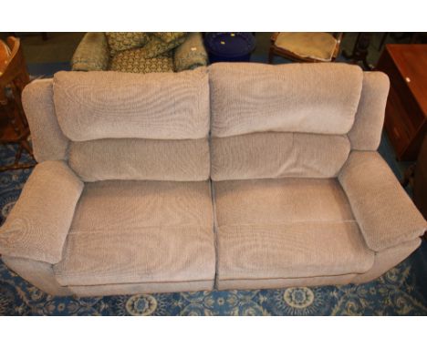 Light brown upholstered recliner sofa, 90 cm x 200 cm x 87 cm 