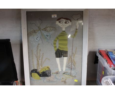 Vintage needlepoint, boy 