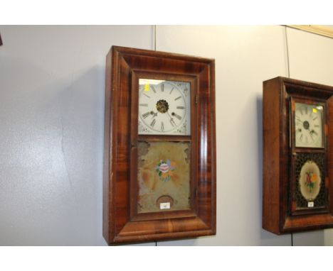 8 day wall clock with glazed panel with floral design, 66 cm x 40 cm x 11 cm