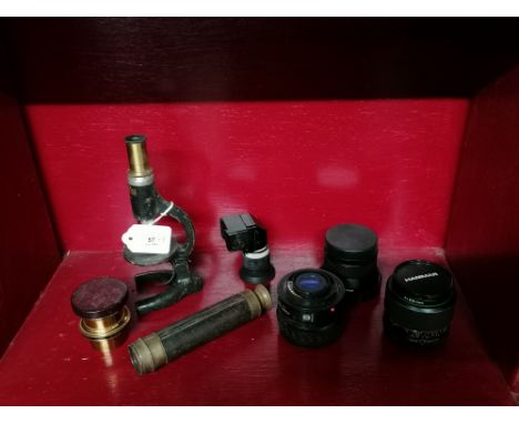 Vintage camera equipment to include Milbrow microscope 