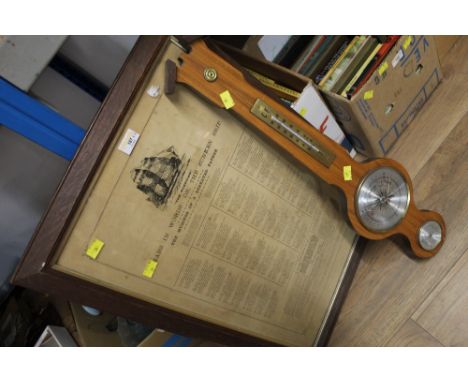 Framed maritime poem and barometer