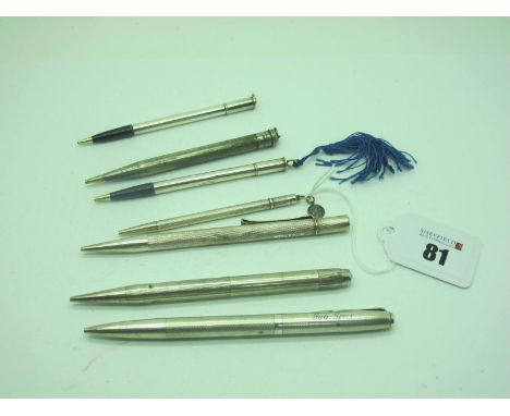 Assorted Engine Turned and Other Pencils, including "Sterling Silver". 
