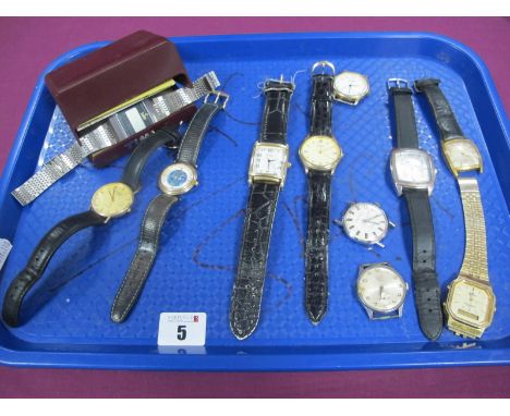 Rotary; A Modern Gent's Wristwatch, within plain case stamped "375"; further gent's wristwatches, wristwatch heads (no straps