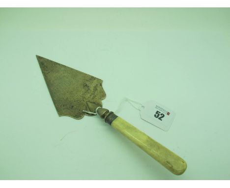 A Hallmarked Silver Presentation Trowel, Messrs Hutton, Sheffield 1909, inscribed "Presented by the Trustees to Mr J.C. Wray 