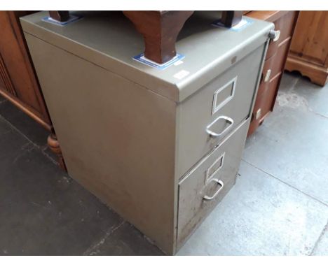 A vintage 2 drawer metal filing cabinet 