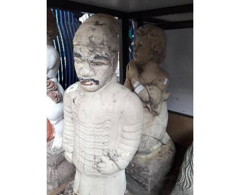 Garden ornaments, Two figures, a girl and a terracotta army figure 