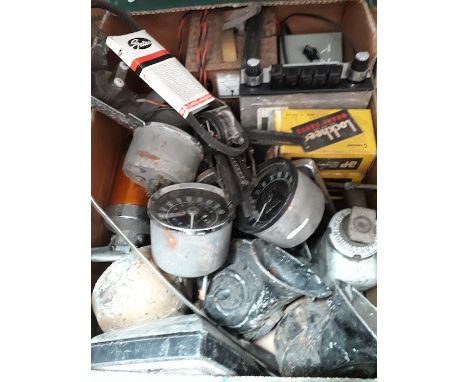 A box of car parts to include vintage 