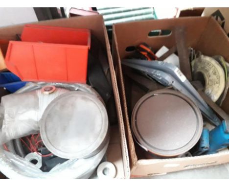 2 boxes of misc tools and garageware 