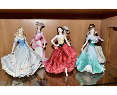 A GROUP OF SIX COALPORT LADY FIGURINES, comprising a limited edition figurine of the year - Ladies of Fashion 'Patricia' 25/5