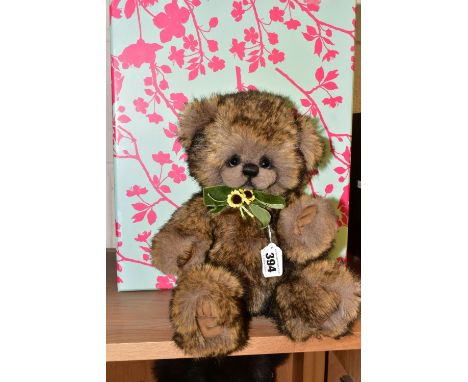 ONE HANDMADE THREE O'CLOCK BEAR, a one off limited edition, light brown and black brindle fur, jointed limbs, moveable head, 