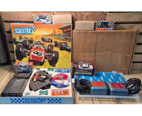 Vintage Scalextric Sports 31 Set. Various boxed Scalextric racing car models - boxed; Ford, C80 Offenhauser Rear Engine motor