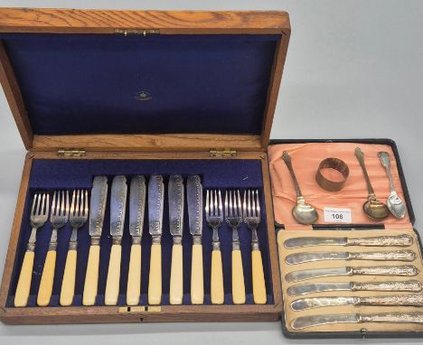 A Selection of Collectables; Early 20th century Mappin &amp; Webb Ltd fish cutlery set, set of six vintage knife set, Three s
