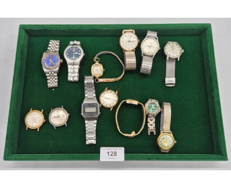 A Collection of Vintage Gents &amp; ladies watches; two vintage Tissot watches one with no strap , Timex, Pulsar, Sekonda &am